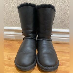 Australia Luxe Collective Black Sheepskin Boots with Metal Logo